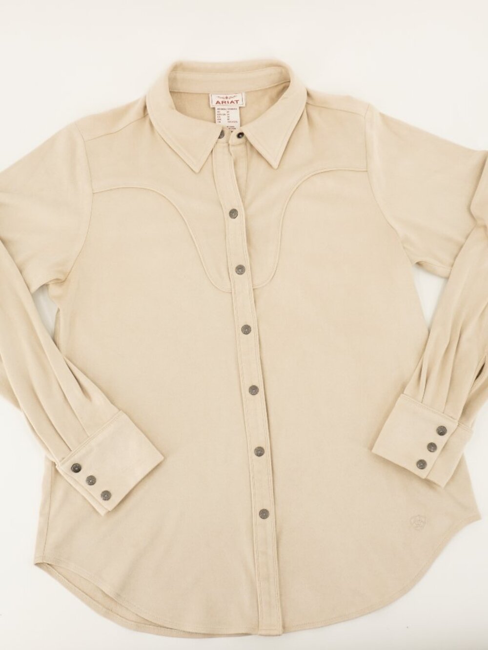 Women's Ariat Sage Suede Button Snap Western Shirt Cream Size Medium